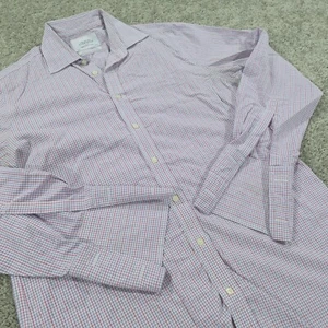 Charles Tyrwhitt Dress Shirt Mens 16 - 35 Slim Fit Button Up Non Iron Tattersall - Picture 1 of 13