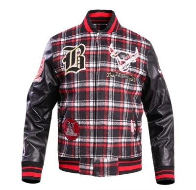 Chaqueta Universitaria Pro Standard NBA Chicago Bulls Pro Prep Para Hombre Lana a Cuadros Nueva Foto 1 de 4