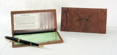 New York Knicks Embossed Brown Leather Checkbook Cover   #808 Cover