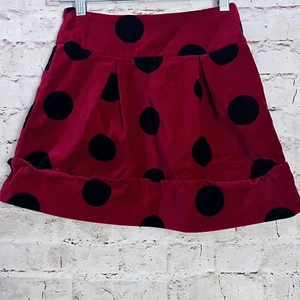 The Childrens Place Girls Vintage Velvet Polka Dot Skirt Size 8 Red Black - Picture 1 of 7