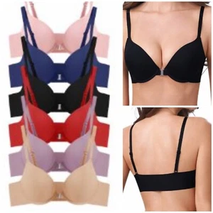 3-6 Bras No Show Light Padding Open Front T-shirt Teen Women Push-up Bra 32B-40C - Picture 1 of 17