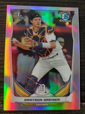 2014 BOWMAN CHROME 1ST REFRACTOR MLB ROOKIE CARD #CDP99 GRAYSON GREINER TIGERS - Image 1 of 2