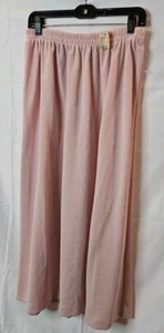 R & M Richards Women's Size 14 Petite Shimmer Pink Ribbed Maxi Length Skirt - Picture 1 of 5