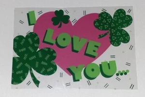 Unused Greeting Card & Env St. PAT'S DAY ~I LOVE YOU ~Transparent Sheet Hallmark - Picture 1 of 4
