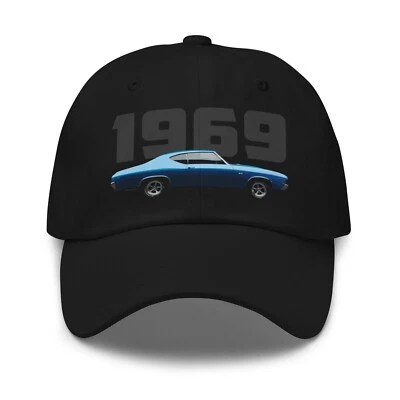1969 Chevelle SS Dad Hat – Blue Classic Muscle Car Cotton Twill Cap with Adjusta - Image 1 of 4