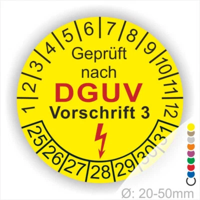 PRINTENGEL © DGUV Prüfplaketten Wartung Prüfung Plaketten Prüfung Betriebsmittel Ø:20-50mm