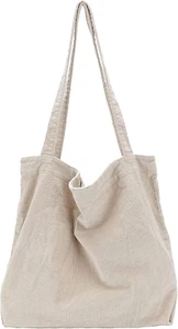Corduroy Tote Bag for Women Girl Canvas Shoulder Handbags Cute Large Purse - Picture 1 of 12