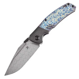 Kansept Hinterland 3.58" Damascus Blackwash Titanium Black,Blue K1057A6 - Picture 1 of 6