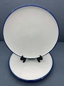 Dansk KOBENSTYLE Midnight Blue 11" DINNER PLATES White Center Blue Rim SET OF 2 - Picture 1 of 12