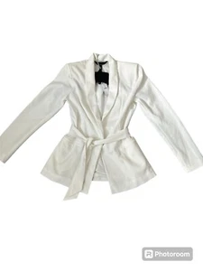 White House Black Market Women’s White Slip On Tie Blazer 4 - Picture 1 of 4