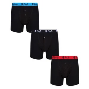 Pringle 3 Pack William Button Front Cotton Stretch Boxers - Black Contrast - Picture 1 of 1