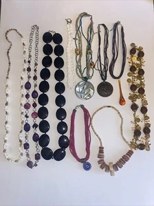 Lot of Beaded Shell Wood Charm Pendant Necklaces - Picture 1 of 7