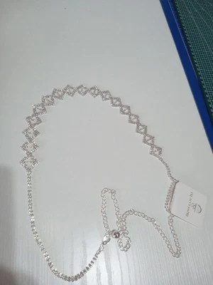 Cintura Gioiello Brillantini Inox Argento Cerimonia Elegante Geometrica  C1 - Immagine 1 di 4