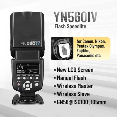 Yongnuo YN-560 IV GN58 Wireless Manual Flash Speedlite For Canon Nikon Cameras - Image 1 of 4