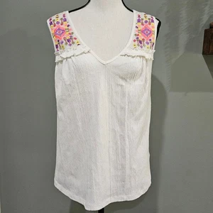 Nuevo con etiquetas Top Anthropologie Ranna Gill para mujer talla pequeña bordado Yori sin mangas - Imagen 1 de 8