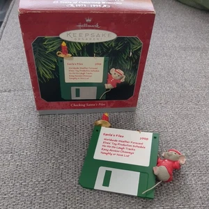 Hallmark Andenken Ornamente Überprüfung Santa's Files 1998 sehr guter Zustand Computer - Bild 1 von 4
