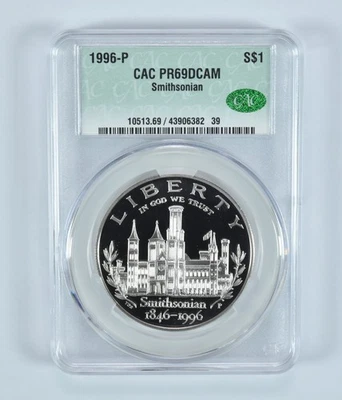 1996-P Smithsonian Commemorative Silver Dollar PR69 DCAM CAC CACg *2865 - Image 1 of 4