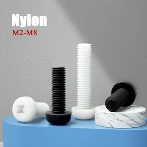 Nylon Phillips Pan Head Machine Screws Black/White Round Head Bolts M2-M8 - Picture 1 of 134