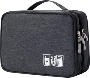 Travel Cable Organizer Bag, Electronic Accessories Case Portable Double Layer Ca - Picture 1 of 12