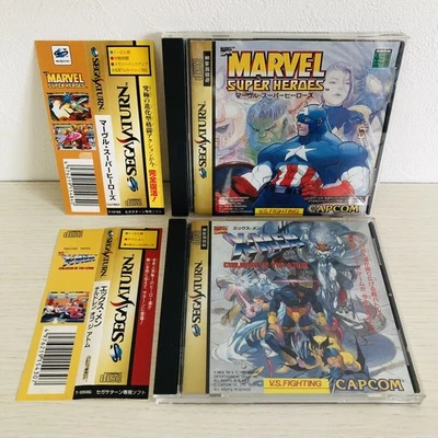Sega Saturn Marvel Super Heroes X-Men set of 2 SS Game Japan - Image 1 of 4