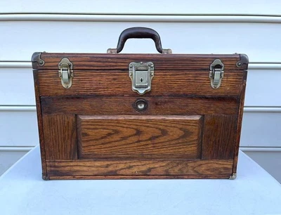 Vintage Union 7 Drawers Oak Wood Machinist Chest Tool Box|Antique Chest Tool Box - Image 1 of 4