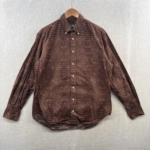 Gitman Vintage Crocodile Print Shirt Large Brown Long Sleeve Button Down USA - Picture 1 of 16