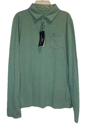 Vineyard Vines Long Sleeve Slub Knit Greenwich Green Polo Shirt Sz XL(18) NEW - Image 1 of 4