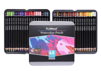 48 Buntstifte Wasserlöslich Profi Set Holzstifte Malen Zeichnen Metallbox - Bild 1 von 4