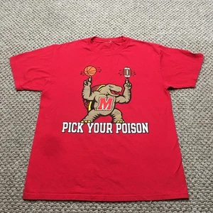 Maryland Terrapins Shirt Mens Medium Red NCAA Football Basketball Champion Vtg - Picture 1 of 10
