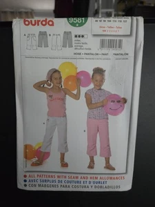 Burda Sewing Pattern 9581 Pants Girls Size 18 Month to 7 UNCUT - Picture 1 of 3