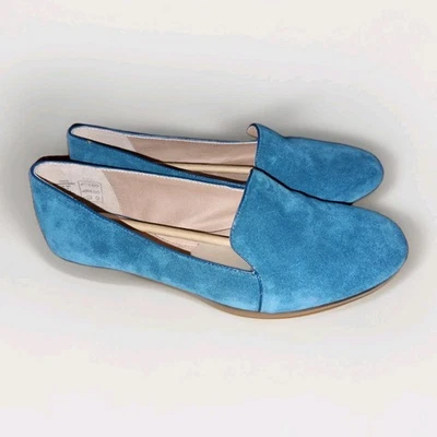 Lands End Green Suede Pumps Flat Loafers Size UK 8 EU 42 Piping Trim - Image 1 of 4