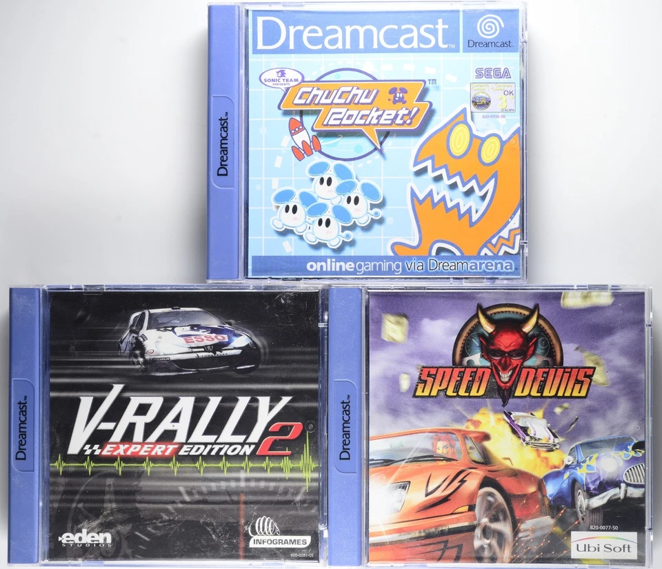 ChuChu Rocket! Dreamcast PAL CIB SEGA + V-Rally 2 Expert Edition + Speed Devils - Image 1 of 4