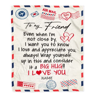 Personalized To My Friend Birthday Custom Air Mail Letter Blanket From Bestie - Image 1 of 4