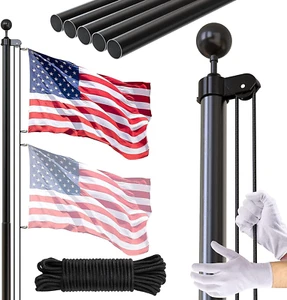 Flag Pole Kit Extra Thick Heavy Duty Aluminum Flagpole Outsides 25 FT - Picture 1 of 7
