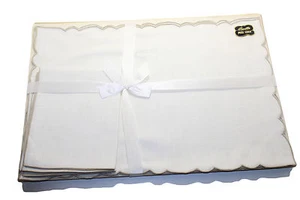 Vintage 1960s Bucilla Beige Pure Linen Placemat & Napkin Set New Dead Stock - Picture 1 of 5