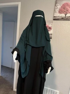 Vestido de 3 capas de niqab con manga de ala de murciélago, khimar, niqab, hiyab, jilbab, حجاب،نقاب Foto 1 de 4