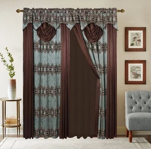 4 Piece Jacquard Window Curtains for Living Room, Curtain Set for Bedroom - Picture 1 of 1