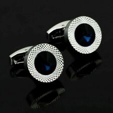 Royal Blue Sapphire Whale back Wedding Cuff Links For Men In 925 Sterling Silver
