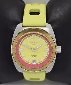 Woman's Zodiac Sea Dragon Pink Green Unique Date Watch ZS2931 03 - Picture 1 of 12
