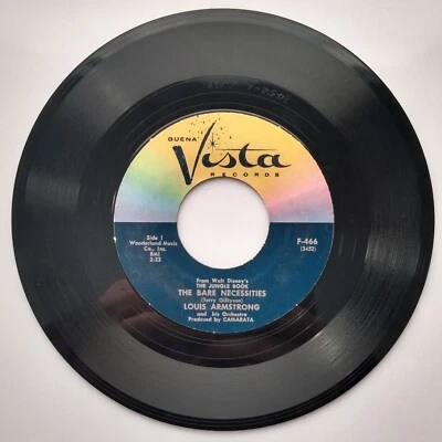 THE JUNGLE BOOK Louis Armstrong - The Bare Necessities Vinyl 7" 45 DISNEY 1968 - Image 1 of 4
