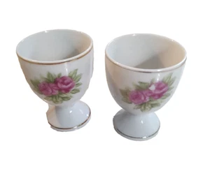 Vintage Porcelain Egg Cup Pink Roses Gold Trim Made in Japan 2713 no chips - Picture 1 of 6