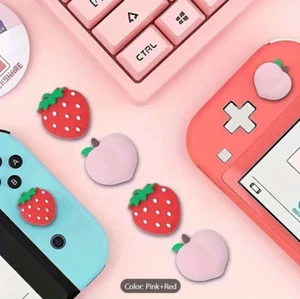 4pcs Strawberry Silicone Thumb Grips, Nintendo Switch/OLED/Lite, NS Handle Cover - Picture 1 of 6
