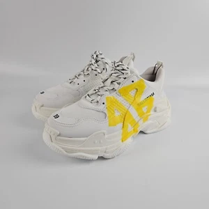 BALENCIAGA Triple S Tape Type $1250 Women's White/Yellow Sneakers New - Picture 1 of 11