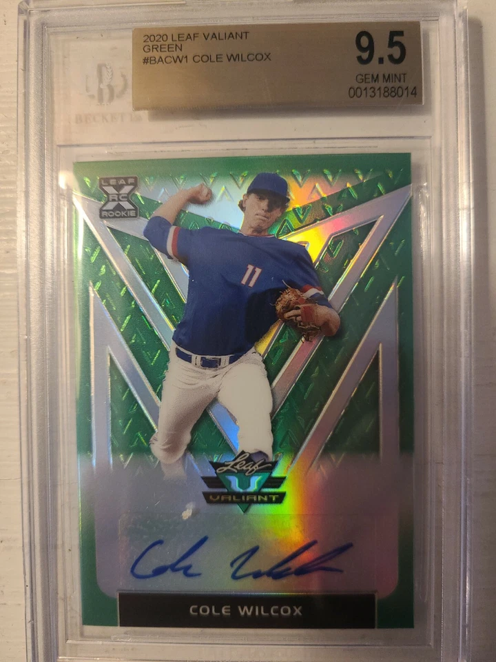 2020 Leaf Valiant COLE WILCOX green rookie auto-92/99-BGS 9.5/10-Rays - Image 1 of 2