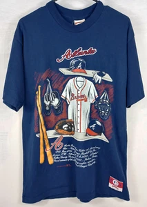 Vintage 1991 Atlanta Braves MLB T Shirt Single Stitch Large - Picture 1 of 6