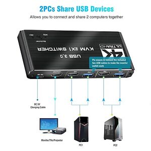 2 in 1 Out HDMI 2.0 KVM USB Switch USB 3.0 KVM Switch Support HDMI 2.0 HDCP 2.2