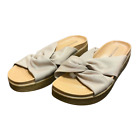 Donald J Pliner Freea Platform Sandals Womens 7.5 Beige Wrap Chunky Wedge Shoes