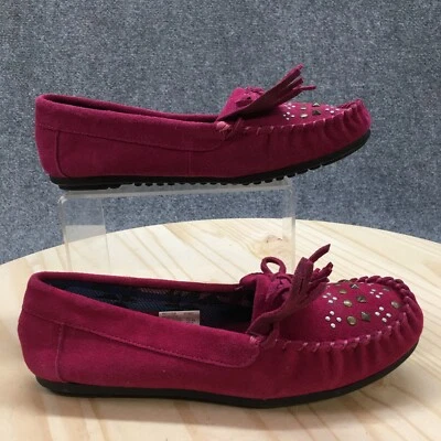 Faded Glory Shoes Womens 9 Moccasin Flats Pink Leather Comfort Moc Toe Low - Image 1 of 4