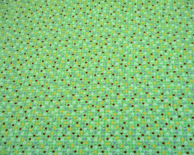 30s Reproduction Fabric 1/2 Yard Yellow White Lt Red Floral Green Premium Cotton - Image 1 of 2