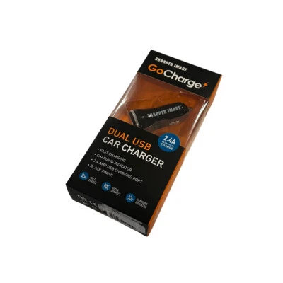 NEW Sharper Image Go Charge Dual USB Car Charger Black - Image 1 of 2